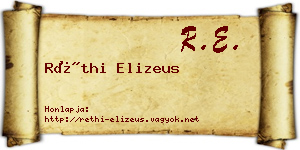 Réthi Elizeus névjegykártya